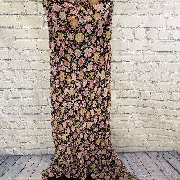 Shoshanna Dresses & Skirts - Shoshanna Black Pink Yellow Floral Silk Sweetheart Boho Festival Maxi Dress 10